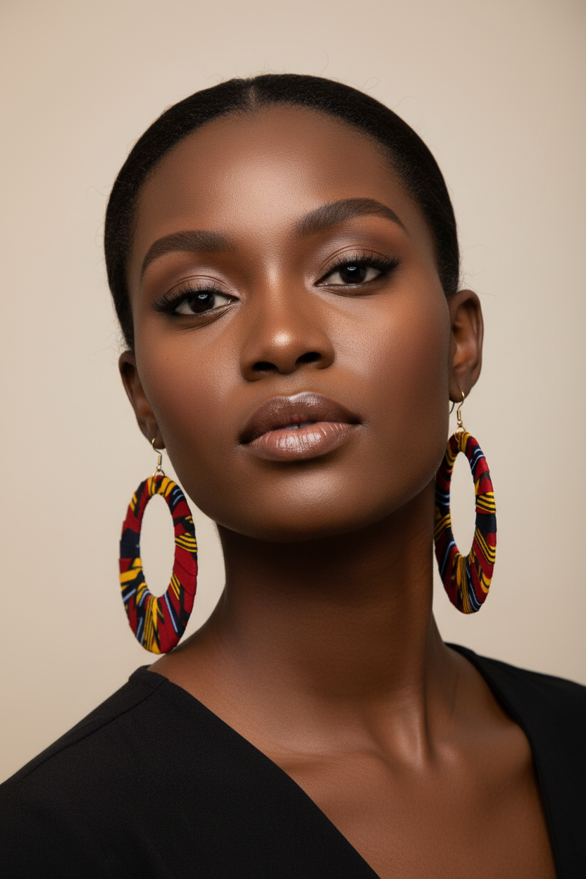 Ankara Hoop Earrings, large, African print, vibrant, bold.