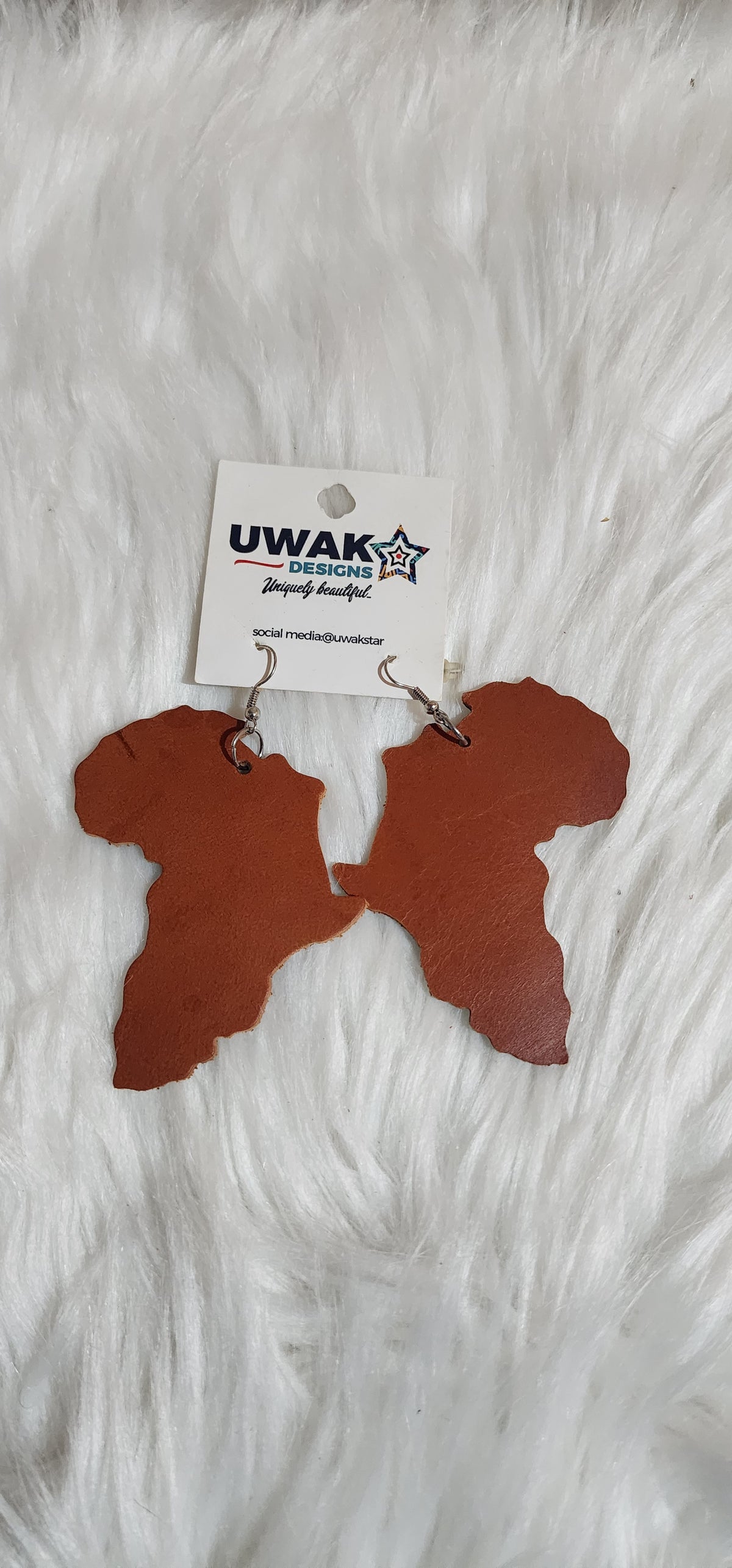 Map of Africa Leather Earrings -
