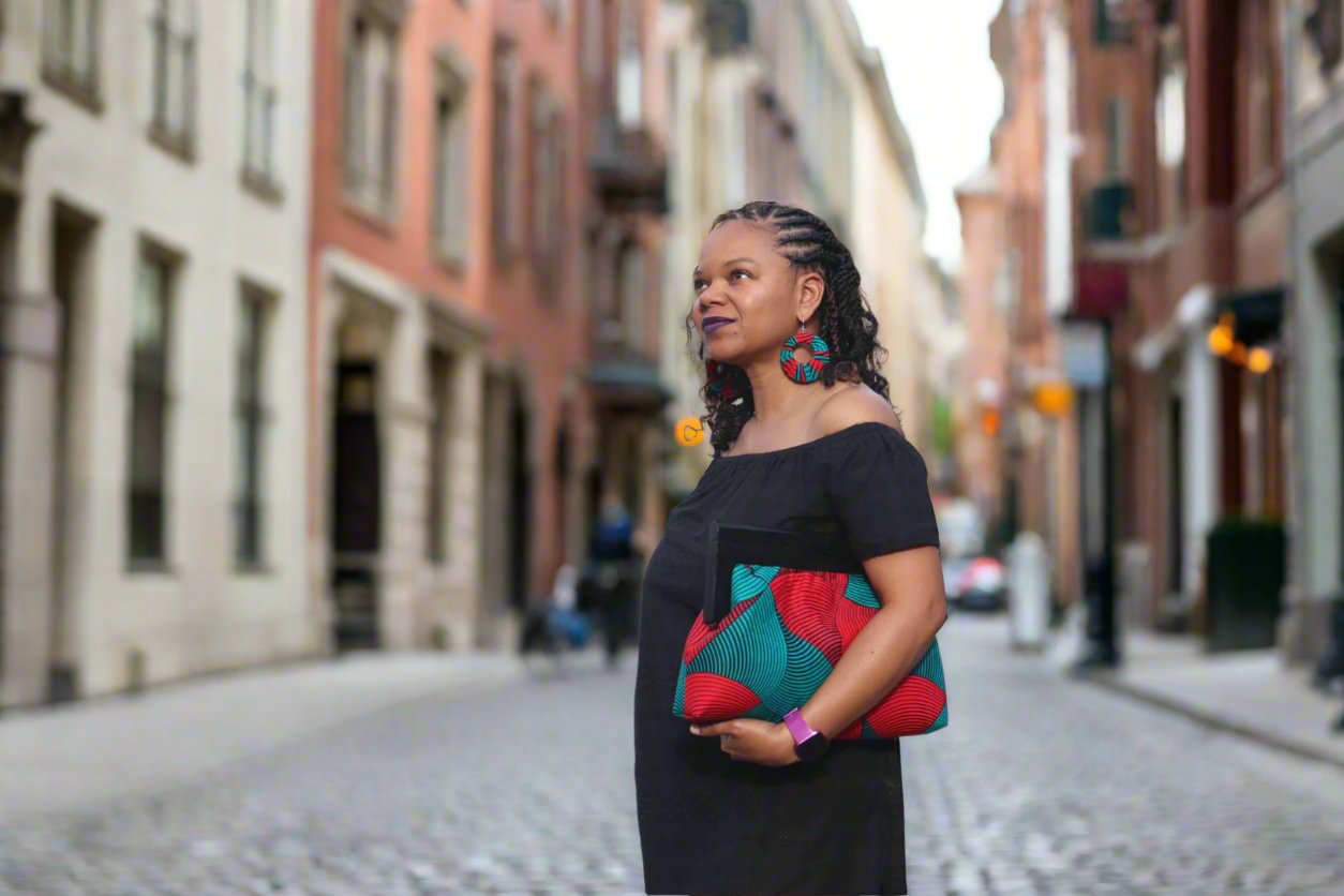 The Maddie Wooden Frame Ankara Clutch