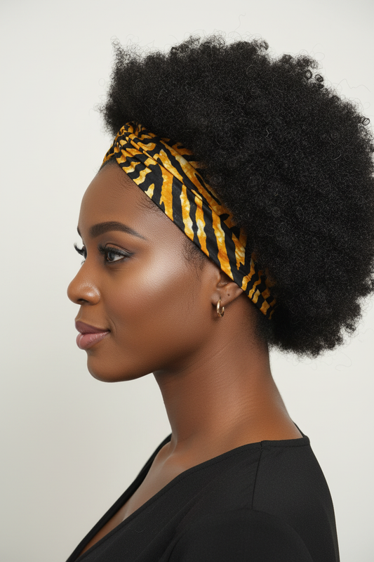 Adire Headband - Model Side