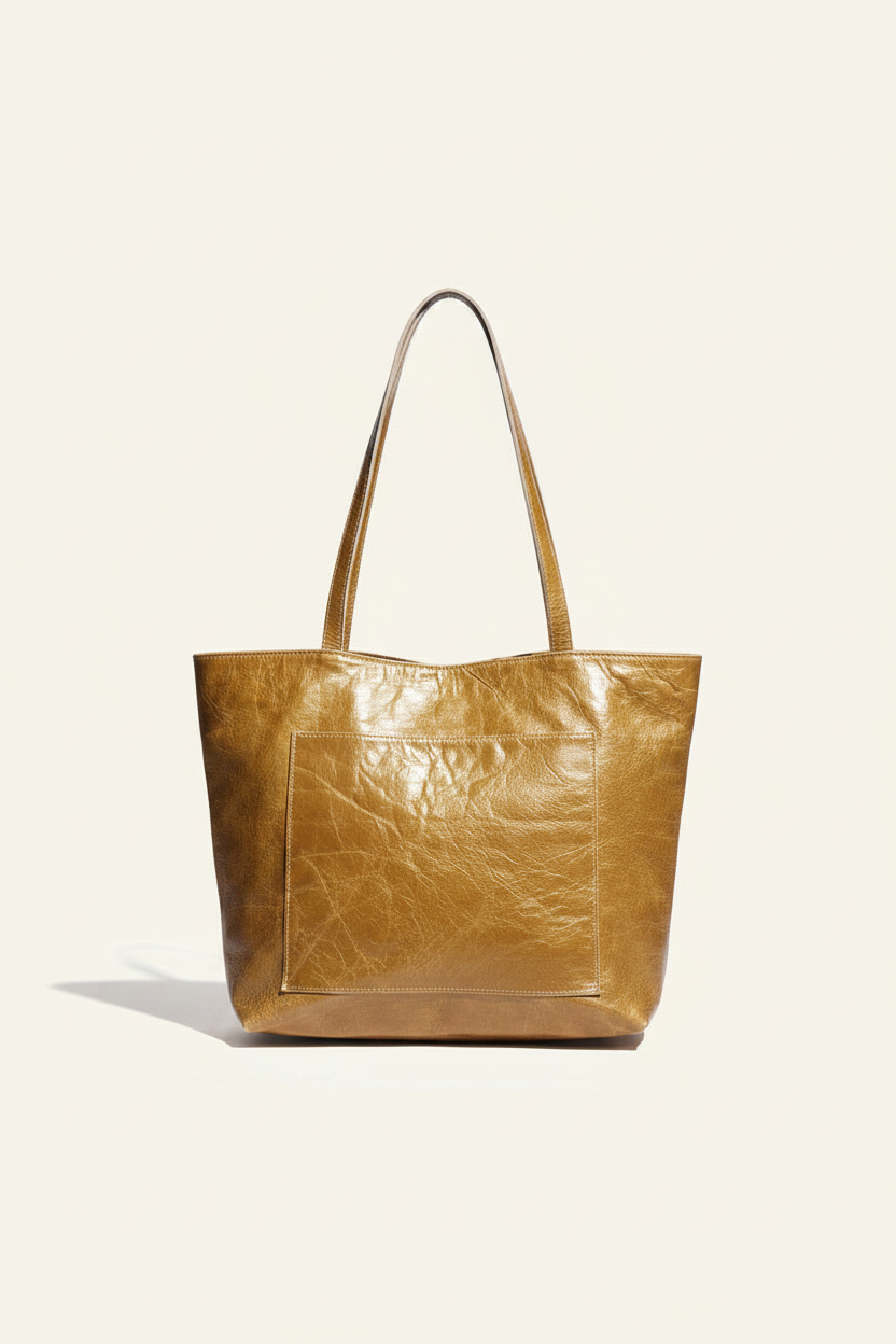 Caramel Atlas Tote - Cream Background