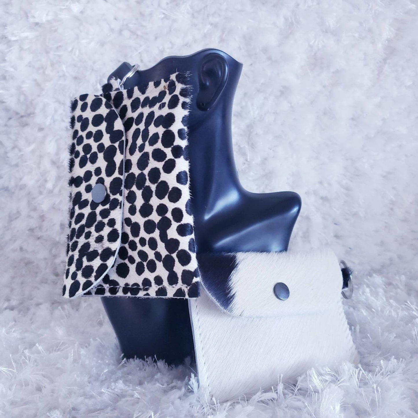 Hair-on Cowhide leather mini wallet, Coin pouch, minimalist wallet, Wallet keychain, Business card wallet, Credit card holder.