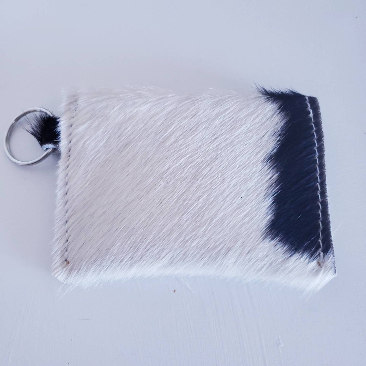 Hair-on Cowhide leather mini wallet, Coin pouch, minimalist wallet, Wallet keychain, Business card wallet, Credit card holder.