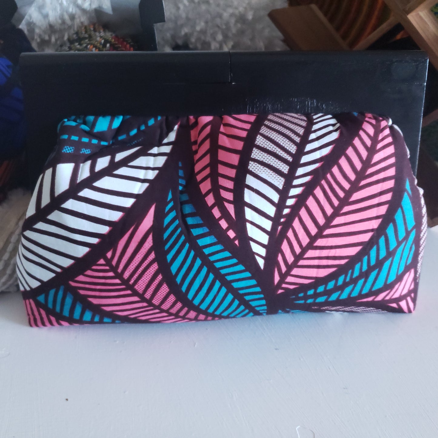 Wooden Frame Ankara Clutch