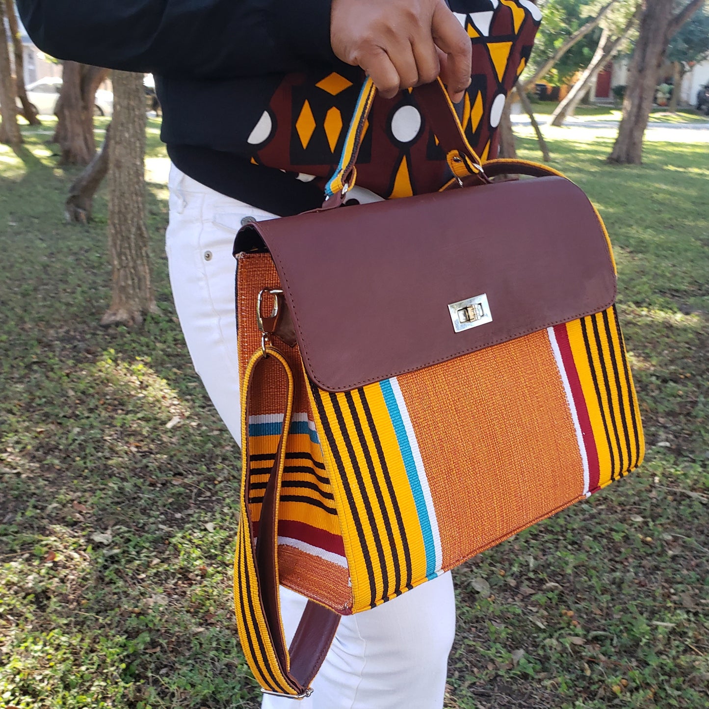 Hand Woven Kente Briefcase Bag