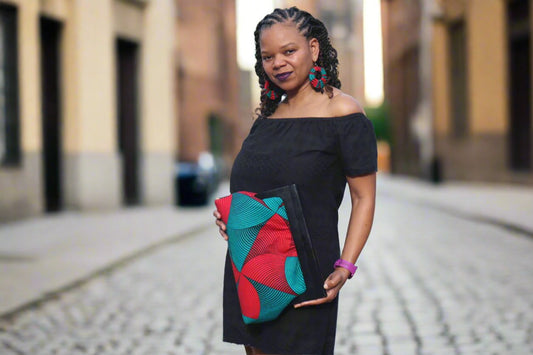 The Maddie Wooden Frame Ankara Clutch